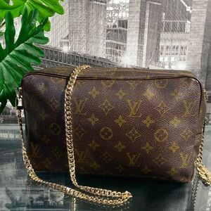 Authentic Louis Vuitton Monogram Cosmetic Clutch Converted Crossbody Bag